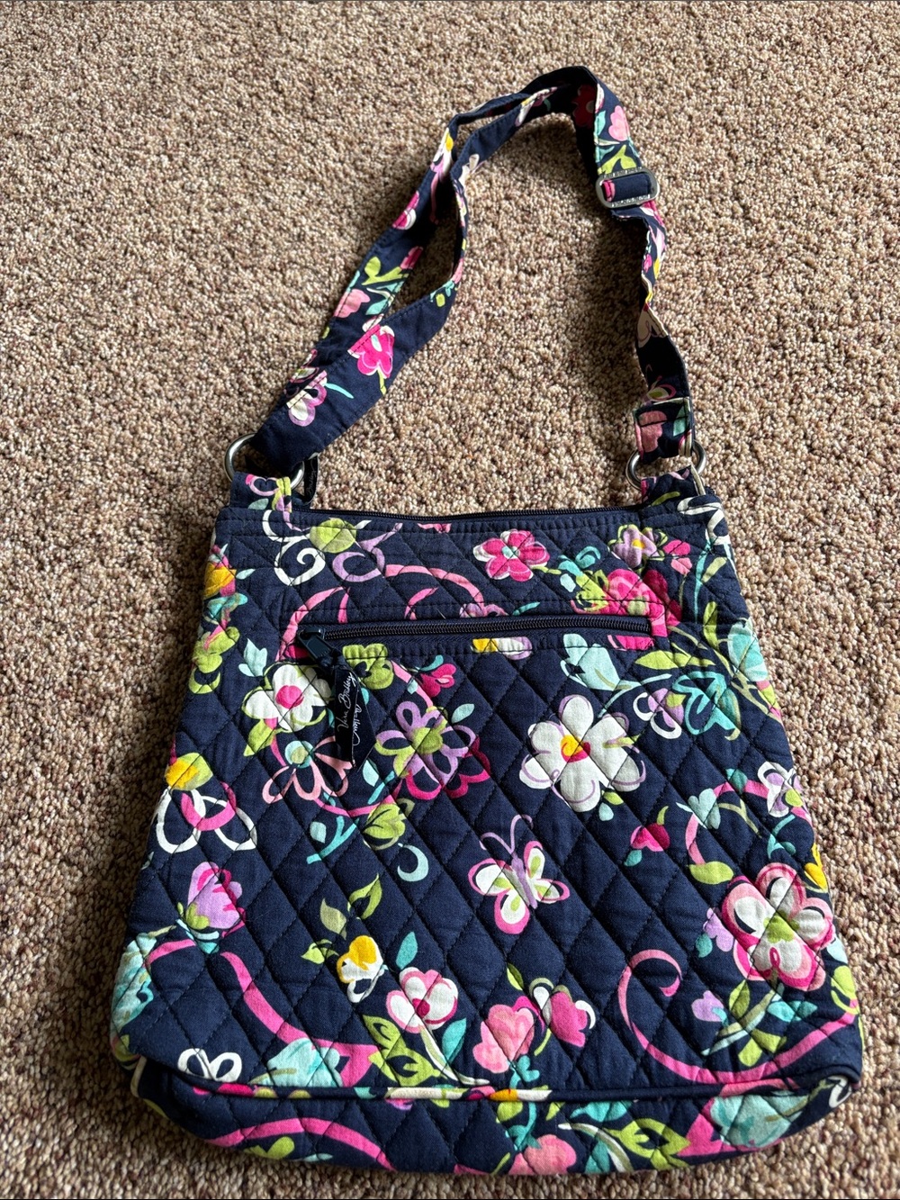 Vera Bradley Navy Quilted Floral Shoulder Crossbody - Picture 2 of 2